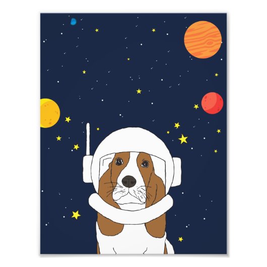 Hunde-Astronautentier mit Weltraumhelm Fotodruck (Vorne)