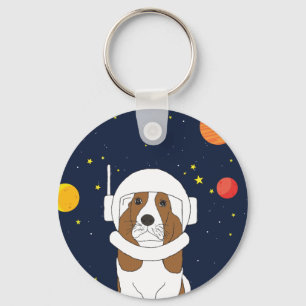 Hunde-Astronautentier mit Weltraumhelm Schlüsselanhänger