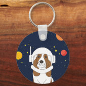 Hunde-Astronautentier mit Weltraumhelm Schlüsselanhänger (Vorderseite)