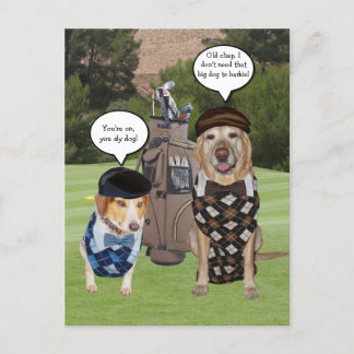 Hunde auf dem Golfplatz Postkarte