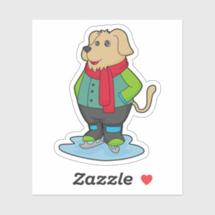 Hunde auf Ice-Skaten mit Ice-Skaten Aufkleber