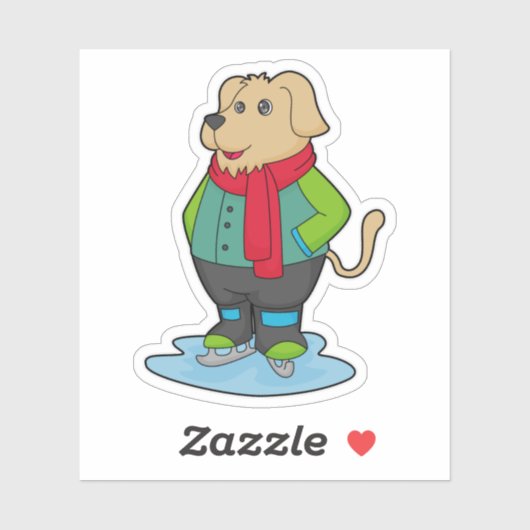 Hunde auf Ice-Skaten mit Ice-Skaten Aufkleber (Blatt)