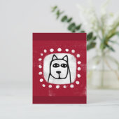 Hunde auf roter Postkarte (Stehend Vorderseite)