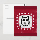 Hunde auf roter Postkarte (Vorne/Hinten)