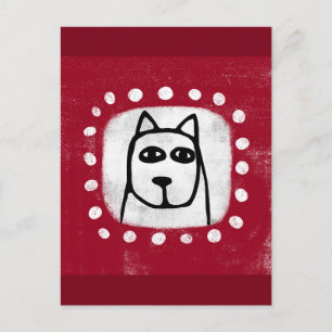 Hunde auf roter Postkarte
