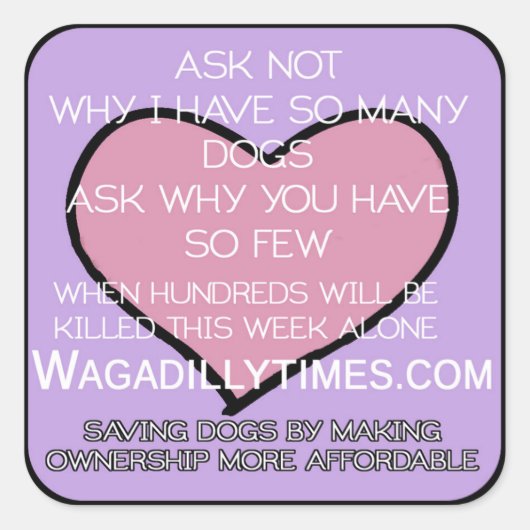 Hunde-Aufkleber gerettet Quadratischer Aufkleber (Vorderseite)