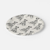 Hunde aus schwarzem und weißem Dalmatiner Pappteller (Schrägansicht)