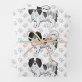 Hunde aus schwarzem und weißem Phalène mit grauem  Geschenkpapier Set (Beispiel)