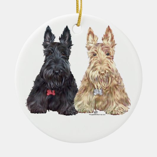Hunde aus Wheaten und Black Scottie Keramikornament (Vorne)