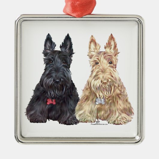 Hunde aus Wheaten und Black Scottie Ornament Aus Metall (Vorne)