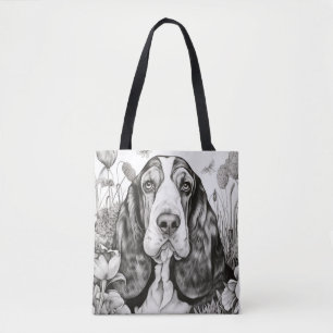 Hunde Basset Hund Friedliche Natur Prärie Sketch Tasche