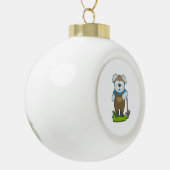 Hunde Bauer Pickaxe Keramik Kugel-Ornament (Links)