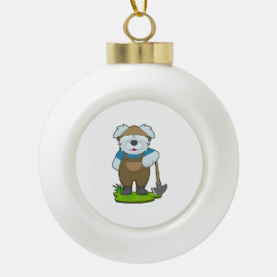Hunde Bauer Pickaxe Keramik Kugel-Ornament