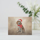 Hunde Beagle in roter Hut des Weihnachtsmannes Postkarte (Stehend Vorderseite)
