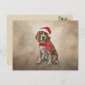 Hunde Beagle in roter Hut des Weihnachtsmannes Postkarte (Vorne/Hinten)