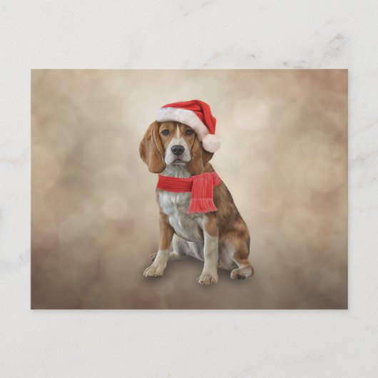 Hunde Beagle in roter Hut des Weihnachtsmannes Postkarte (Vorderseite)
