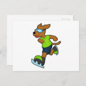 Hunde bei Ice Skaten mit Brille Postkarte (Vorne/Hinten)