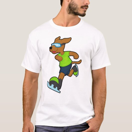 Hunde bei Ice Skaten mit Brille T-Shirt (Vorderseite)