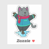 Hunde bei Ice Skaten mit Ice Skate & Scarf Aufkleber (Blatt)