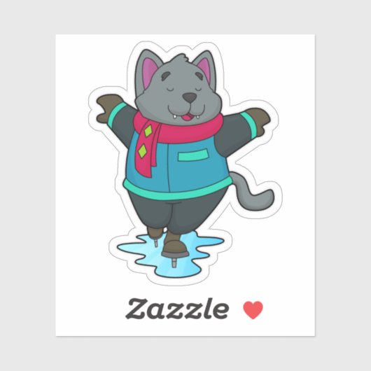 Hunde bei Ice Skaten mit Ice Skate & Scarf Aufkleber (Blatt)