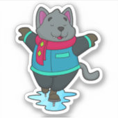 Hunde bei Ice Skaten mit Ice Skate & Scarf Aufkleber (Vorderseite)