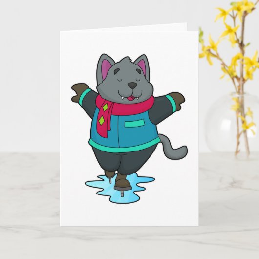 Hunde bei Ice Skaten mit Ice Skate & Scarf Karte (Gelbe Blume)