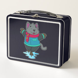 Hunde bei Ice Skaten mit Ice Skate & Scarf Metall Brotdose