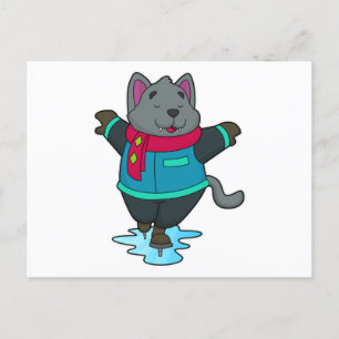 Hunde bei Ice Skaten mit Ice Skate & Scarf Postkarte