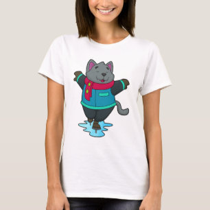 Hunde bei Ice Skaten mit Ice Skate & Scarf T-Shirt