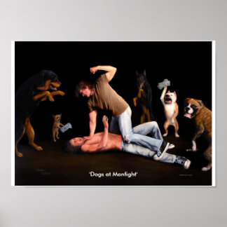 'Hunde bei Manfight' 14x10-Druck Poster
