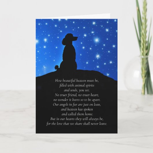 Hunde Beileid mit Poodle Silhouette und Spirituell Karte (Vorderseite)