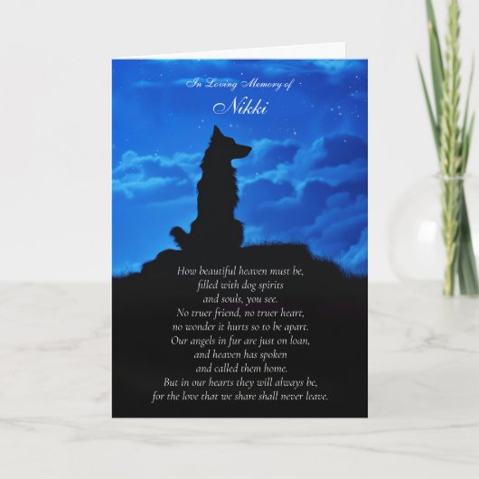 Hunde Beileid mit spirituellen Gedicht Border Coll Karte (Vorderseite)