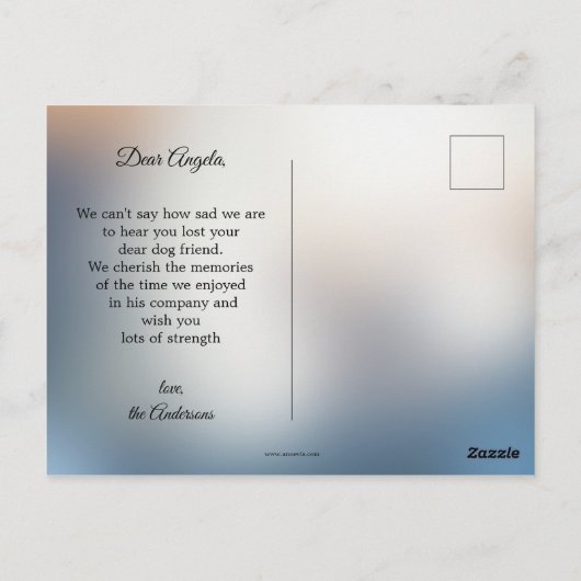 Hunde Beileid Postkarte (Rückseite)