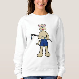 Hunde beim Angeln mit Angelrute & Fisch Sweatshirt
