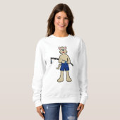 Hunde beim Angeln mit Angelrute & Fisch Sweatshirt (Vorne ganz)