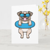 Hunde beim Baden mit Schwimmring & Sonnenbrille Karte (Gelbe Blume)