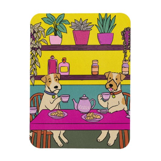 Hunde beim Nachmittagstee Magnet (Vertikal)