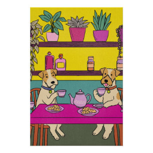 Hunde beim Nachmittagstee Poster