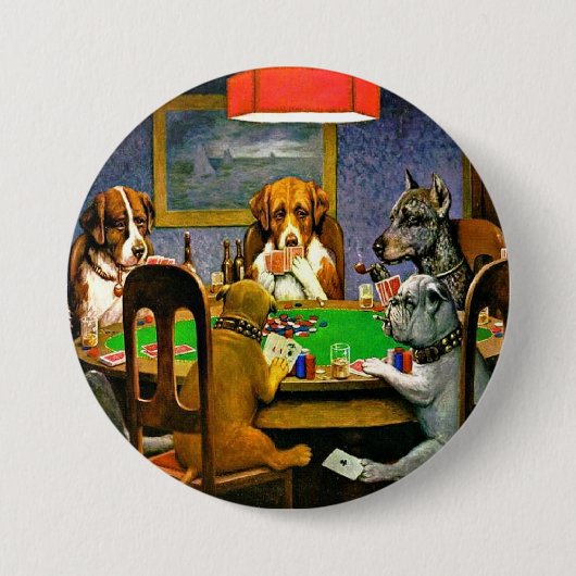 Hunde beim Pokern Button (Vorderseite)