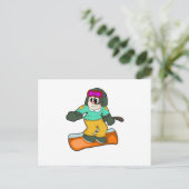 Hunde beim Snowboard Sports Postkarte (Stehend Vorderseite)