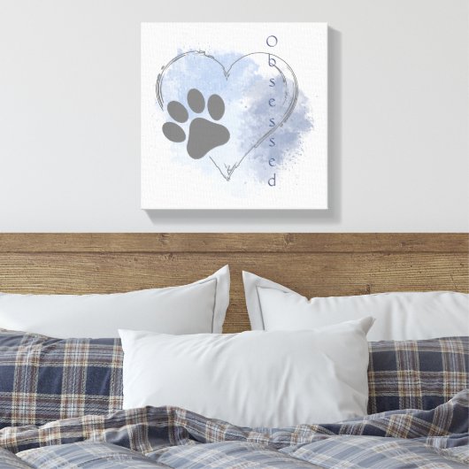 Hunde besessen Herz Blue Wasserfarben Leinwand Kun (Insitu (Schlafzimmer))