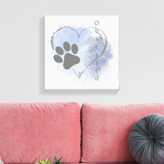 Hunde besessen Herz Blue Wasserfarben Leinwand Kun (Insitu (Wohnzimmer))