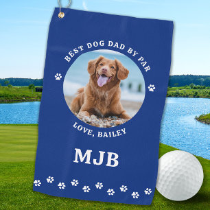 Hunde Bester Vater je Blauer Personalisiertes Foto Golfhandtuch