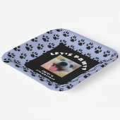 Hunde Birthday Party Blue Paw Prints Custom Foto Pappteller (Gewinkelt)