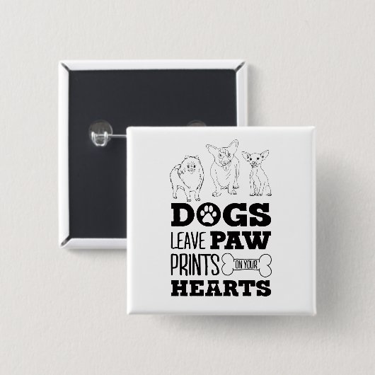 Hunde Blätter Paw Prints auf Ihrem Herzen Niedlich Button (Vorne & Hinten)