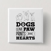 Hunde Blätter Paw Prints auf Ihrem Herzen Niedlich Button (Vorderseite)