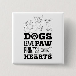 Hunde Blätter Paw Prints auf Ihrem Herzen Niedlich Button