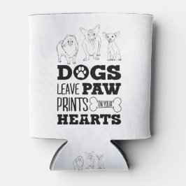 Hunde Blätter Paw Prints auf Ihrem Herzen Niedlich Dosenkühler