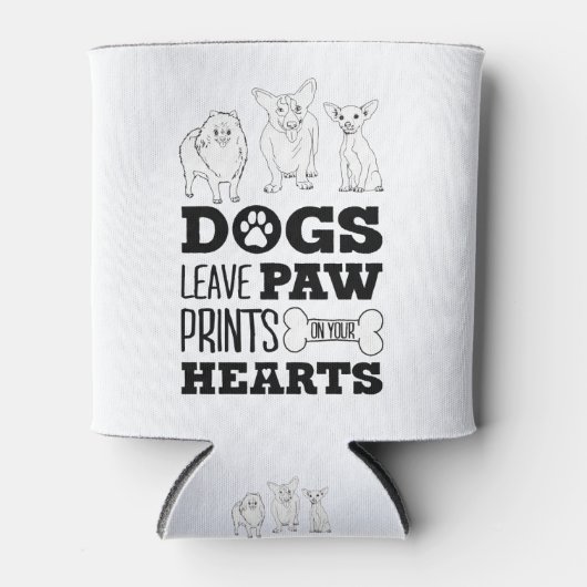 Hunde Blätter Paw Prints auf Ihrem Herzen Niedlich Dosenkühler (Vorderseite)