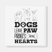 Hunde Blätter Paw Prints auf Ihrem Herzen Niedlich Magnet (Vorne)